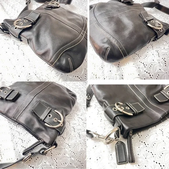 Vintage COACH Soho Slim Shoulder Bag Blk soft Leather #1452 like new - Picture 8 of 9